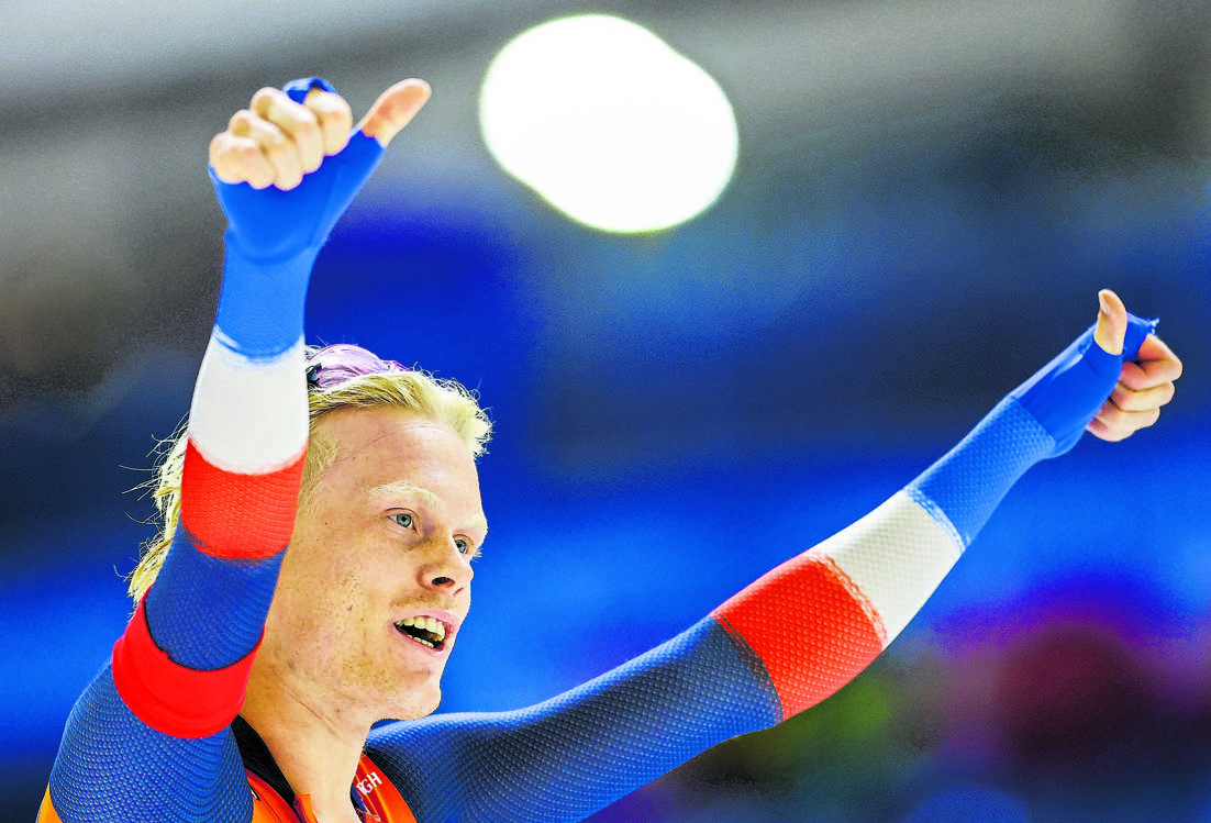  Tim Prins was zaterdag blij met zijn bronzen medaille op de 1000 meter.  Foto: ANP/Vincent Jannink 